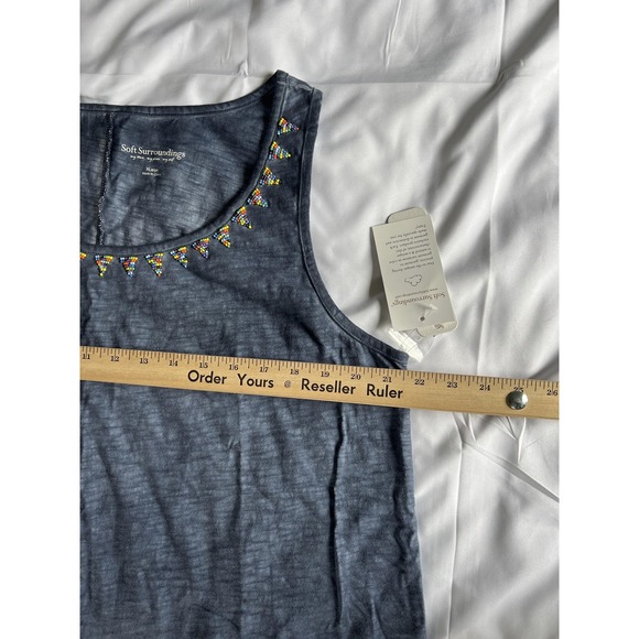 Soft Surroundings Tank Women XL Beaded Sleeveless Asymmetrical Embellished NWT - Picture 12 of 14